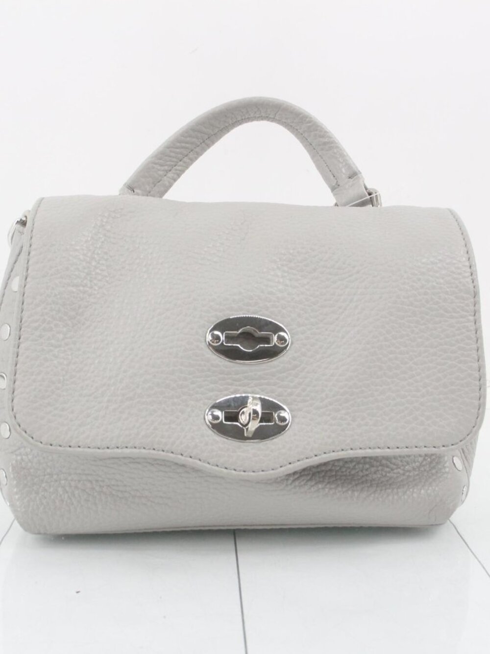 ltalian, Gray pebbled Leather Crossbody NWOT-Zanellato Postina Baby Bag